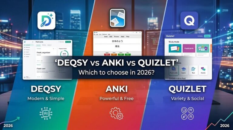 Deqsy vs Anki vs Quizlet: Which One to Choose in 2026 Based on Your Profile